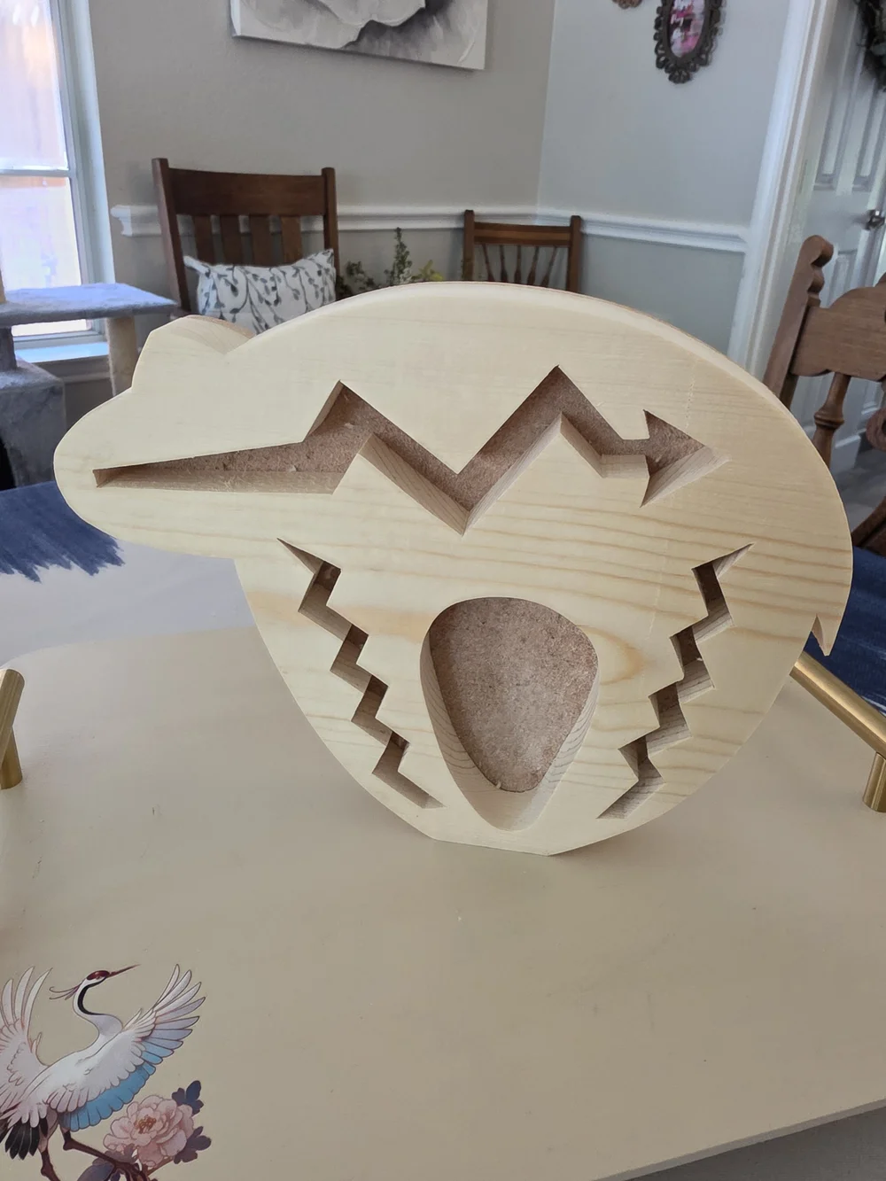 Wood Bear Wall Plaque Or Trivet Cork Back Beige Brown Scroll Saw Native American